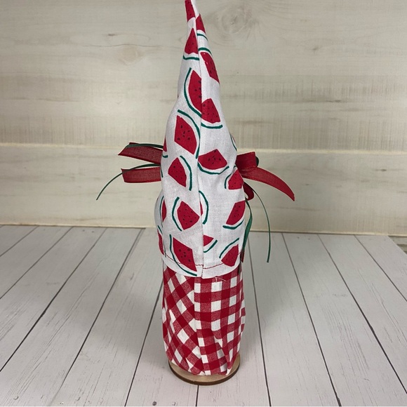 Watermelon Gnome Red White Green Tiered Tray Farmhouse Home Decor Summer Picnic - Picture 4 of 11